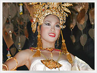 Loy Kratong beautiful thai woman dressed for Loy Kratong in Chiang mai, thailand