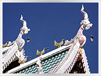 Thai Temple roof ornate temple roof in Chiang Mai, Thailand